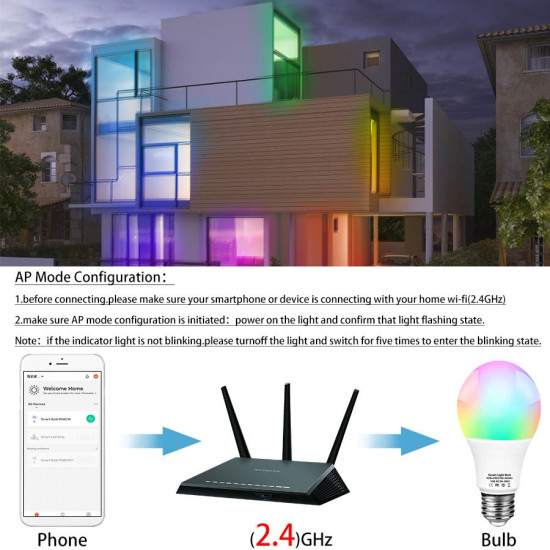 Pack de 4 lampes connécté  9W RGBW tuya compatible avec Alexa et google home